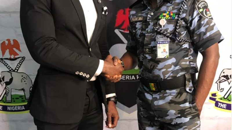 Mr Nigeria Nelson Enwerem Shares photo with Nigerian Police Force Pro, Mr Frank Mba.