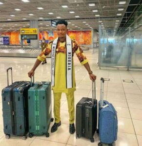 Emmanuel Somto, Nigeria's Rep at Mister Global Pageant arrives camp in style (Photos)